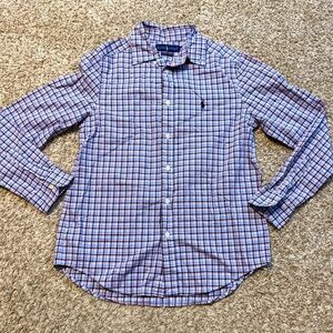 Ralph Lauren Checkered Plaid Button Down Long Sleeve Tops Large 14-16